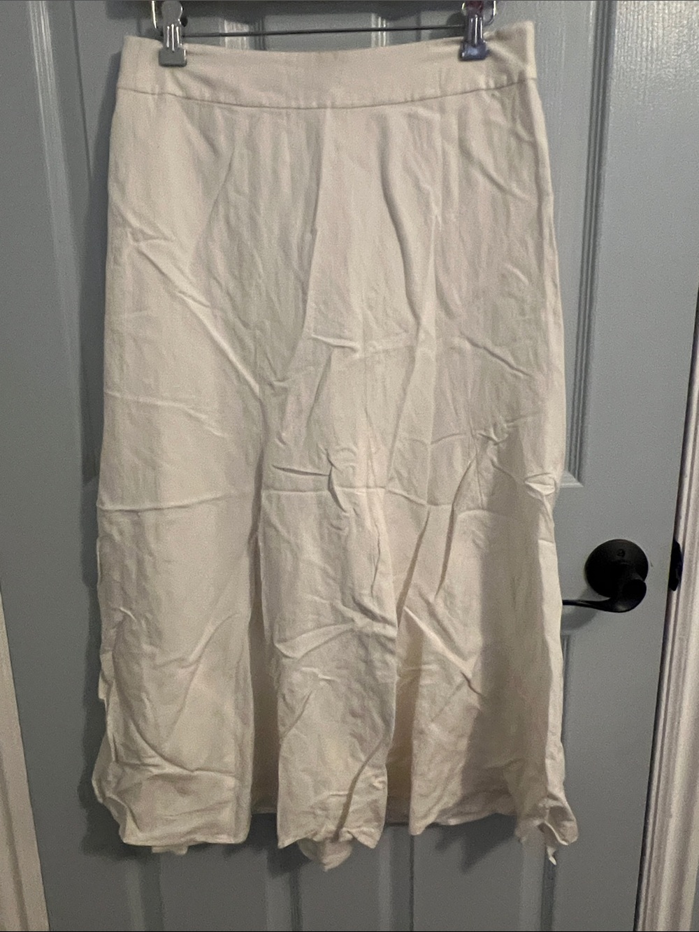 Ann Taylor Cream A-Line Midi Skirt
